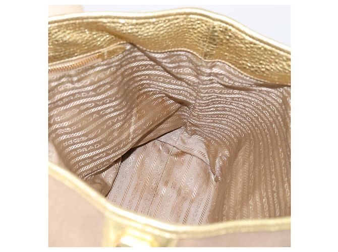 PRADA Handtasche Jacquard Beige Gold Auth 202467 Golden - Ansicht 18