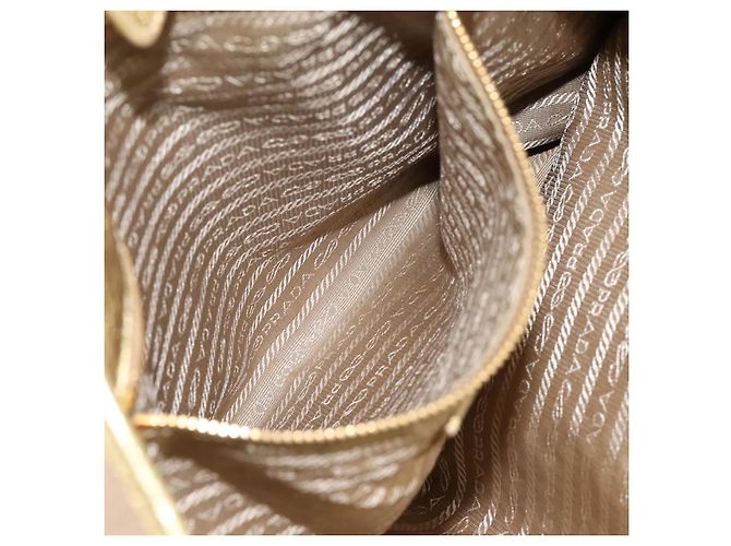 PRADA Handtasche Jacquard Beige Gold Auth 202467 Golden - Ansicht 21