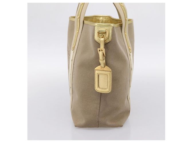 PRADA Handtasche Jacquard Beige Gold Auth 202467 Golden - Ansicht 4