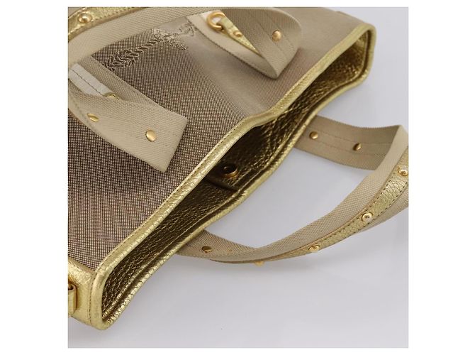 PRADA Handtasche Jacquard Beige Gold Auth 202467 Golden - Ansicht 6