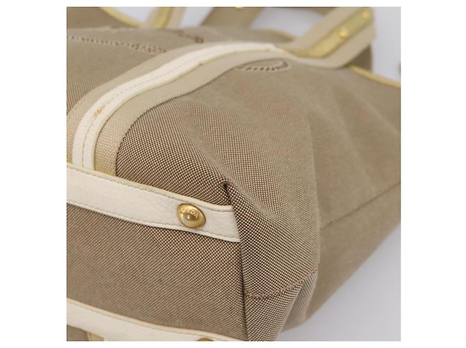 PRADA Handtasche Jacquard Beige Gold Auth 202467 Golden - Ansicht 9