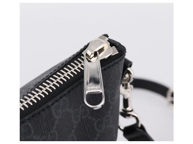 Borsa a tracolla GUCCI GG Supreme Sherry Line PVC Nero Argento 474139 Auth 202992 - vista 17