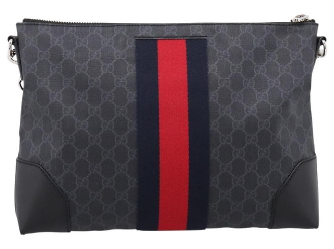 Borsa a tracolla GUCCI GG Supreme Sherry Line PVC Nero Argento 474139 Auth 202992 - vista 2