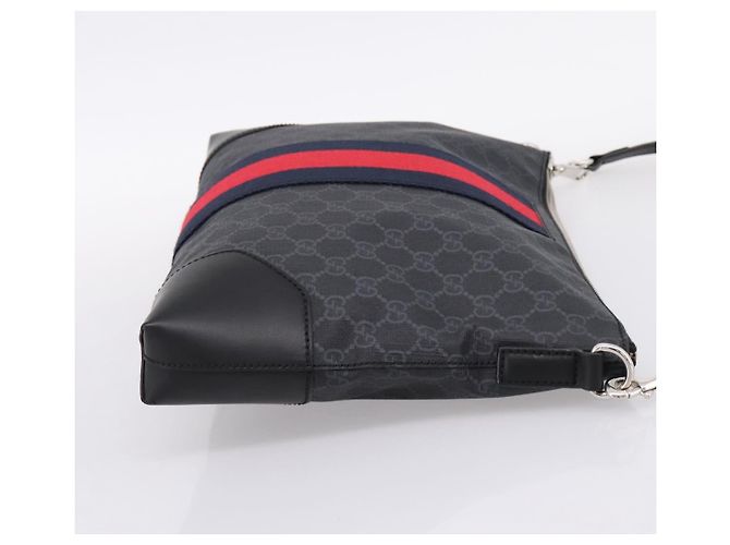 Borsa a tracolla GUCCI GG Supreme Sherry Line PVC Nero Argento 474139 Auth 202992 - vista 4