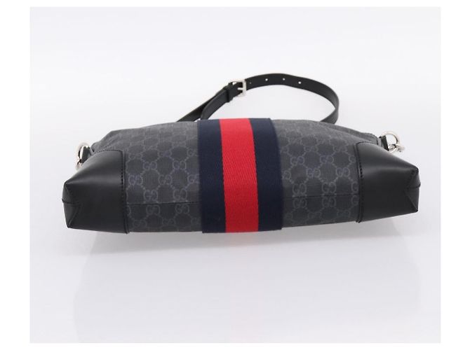 Borsa a tracolla GUCCI GG Supreme Sherry Line PVC Nero Argento 474139 Auth 202992 - vista 5