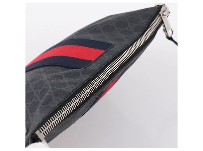 Borsa a tracolla GUCCI GG Supreme Sherry Line PVC Nero Argento 474139 Auth 202992 - vista 6