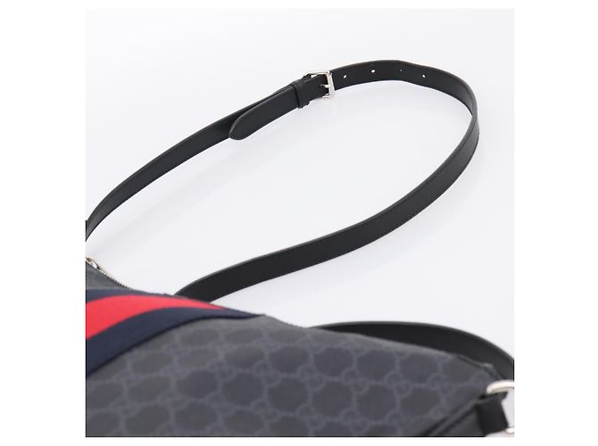 Borsa a tracolla GUCCI GG Supreme Sherry Line PVC Nero Argento 474139 Auth 202992 - vista 8