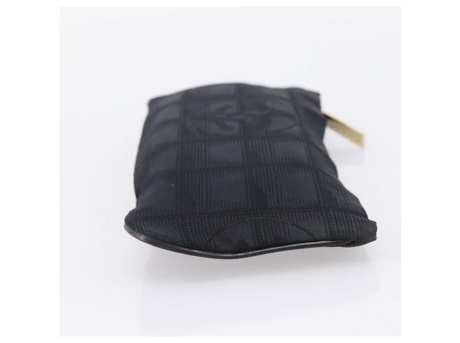 CHANEL New Travel Line Pouch Canvas Black Gold CC Auth 203320 Negro Dorado - vista 4