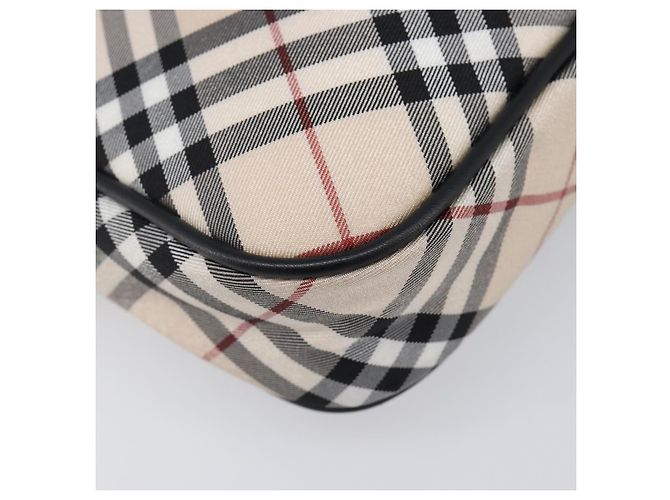 BURBERRY Nova Check Blue Label Accessory Pouch Canvas Beige Silver Auth 203006A Plata - vista 14