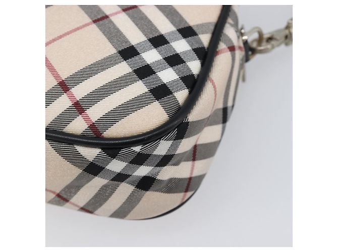 BURBERRY Nova Check Blue Label Accessory Pouch Canvas Beige Silver Auth 203006A Plata - vista 15