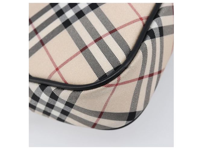 BURBERRY Nova Check Blue Label Accessory Pouch Canvas Beige Silver Auth 203006A Plata - vista 16