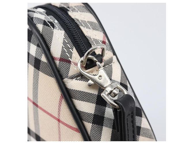 BURBERRY Nova Check Blue Label Accessory Pouch Canvas Beige Silver Auth 203006A Plata - vista 17