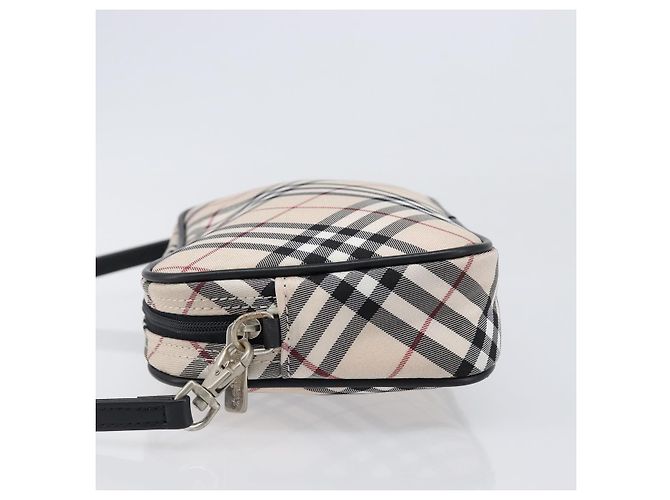 BURBERRY Nova Check Blue Label Accessory Pouch Canvas Beige Silver Auth 203006A Plata - vista 4