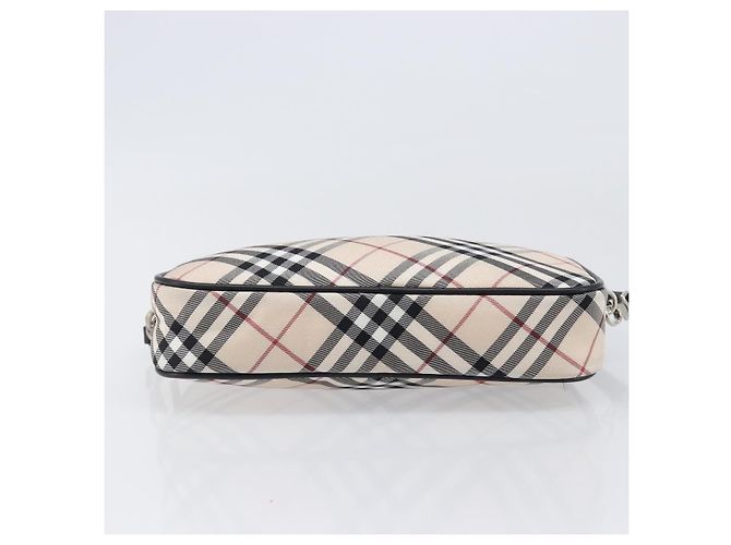 BURBERRY Nova Check Blue Label Accessory Pouch Canvas Beige Silver Auth 203006A Plata - vista 5