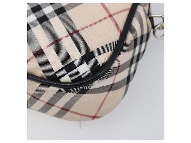 BURBERRY Nova Check Blue Label Accessory Pouch Canvas Beige Silver Auth 203006A Plata - vista 9
