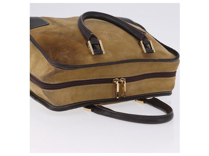 Borsa a mano LOEWE Amazona 32 in camoscio beige tono oro Auth ka6134 - vista 14