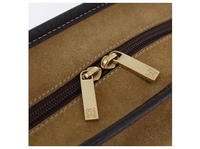 Borsa a mano LOEWE Amazona 32 in camoscio beige tono oro Auth ka6134 - vista 20
