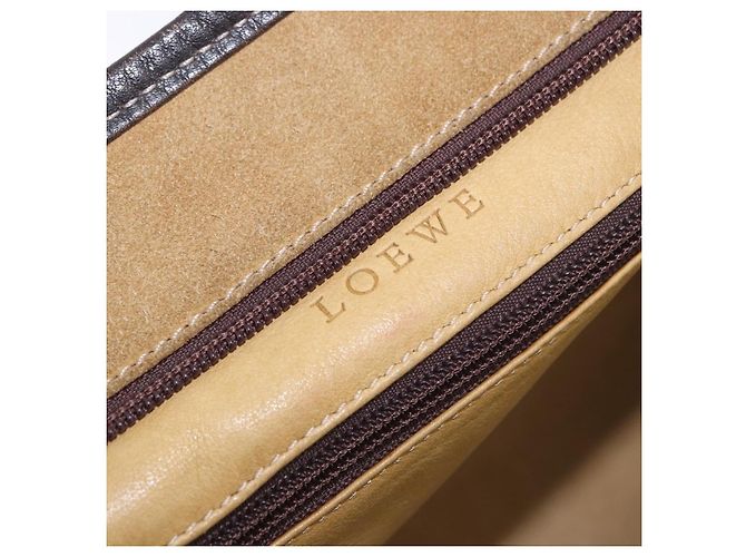 Borsa a mano LOEWE Amazona 32 in camoscio beige tono oro Auth ka6134 - vista 21