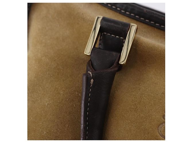 Borsa a mano LOEWE Amazona 32 in camoscio beige tono oro Auth ka6134 - vista 9