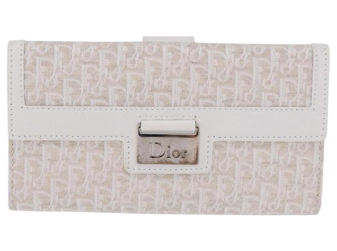 Christian Dior Trotter Canvas Langbrieftasche Beige Silver Auth 201131V Silber - Ansicht 13