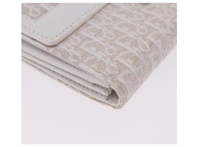 Christian Dior Trotter Canvas Langbrieftasche Beige Silver Auth 201131V Silber - Ansicht 14
