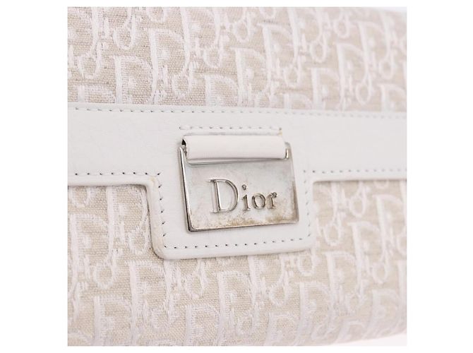 Christian Dior Trotter Canvas Langbrieftasche Beige Silver Auth 201131V Silber - Ansicht 18
