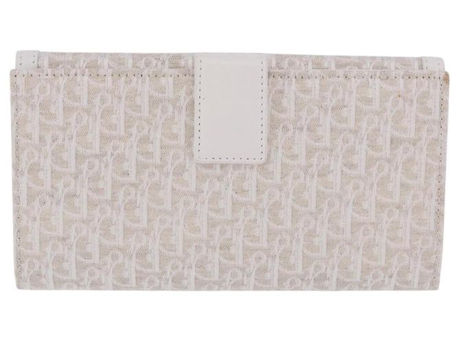 Christian Dior Trotter Canvas Langbrieftasche Beige Silver Auth 201131V Silber - Ansicht 2