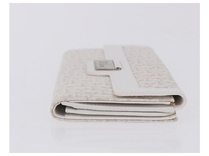 Christian Dior Trotter Canvas Langbrieftasche Beige Silver Auth 201131V Silber - Ansicht 3