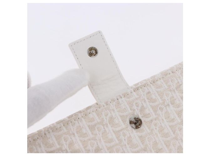 Christian Dior Trotter Canvas Langbrieftasche Beige Silver Auth 201131V Silber - Ansicht 7