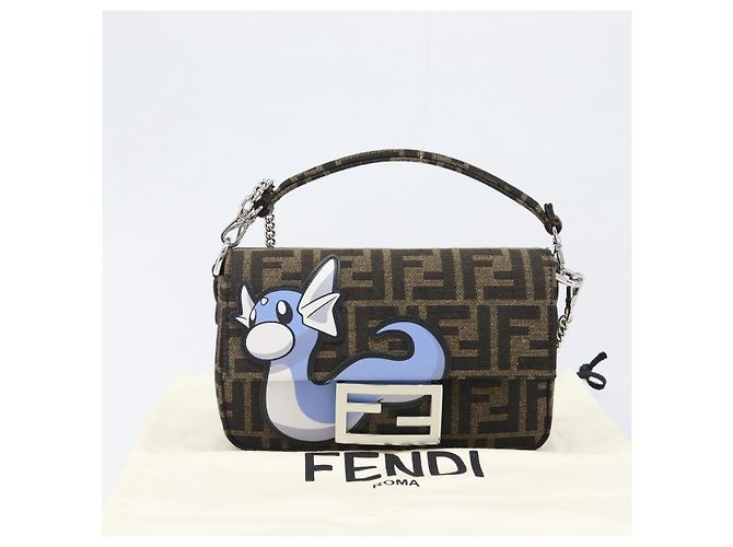 FENDI x FRGMT x POKEMON Mamma Baguette Dratini Zucca Brown 8BS017 Auth 167553SM Marrone Argento - vista 12