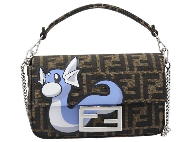 FENDI x FRGMT x POKEMON Mamma Baguette Dratini Zucca Brown 8BS017 Auth 167553SM Marrone Argento - vista 13