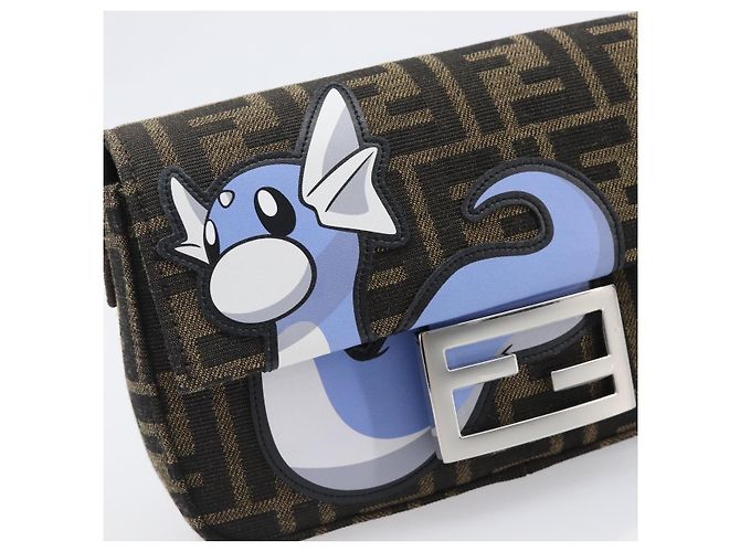 FENDI x FRGMT x POKEMON Mamma Baguette Dratini Zucca Brown 8BS017 Auth 167553SM Marrone Argento - vista 22