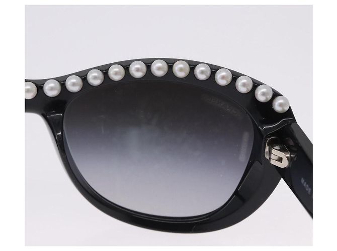 Occhiali da sole CHANEL Plastica Nero Bianco CC Auth 203372 - vista 10