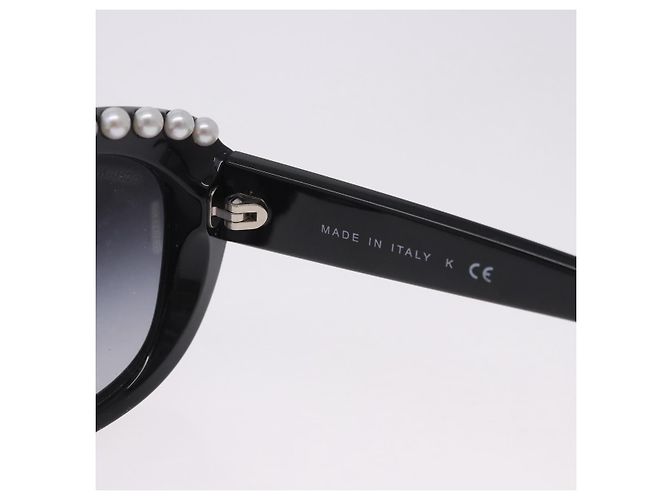 Occhiali da sole CHANEL Plastica Nero Bianco CC Auth 203372 - vista 11