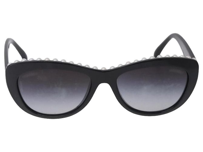 Occhiali da sole CHANEL Plastica Nero Bianco CC Auth 203372 - vista 2