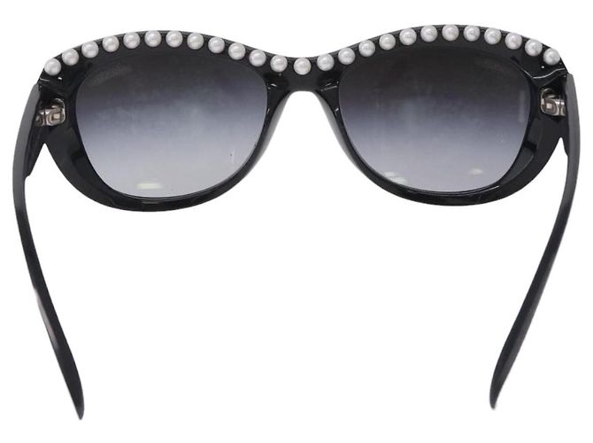 Occhiali da sole CHANEL Plastica Nero Bianco CC Auth 203372 - vista 3