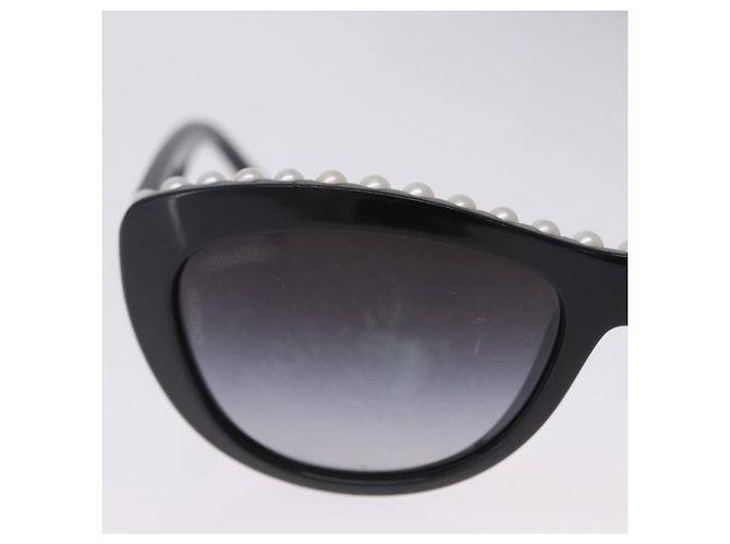 Occhiali da sole CHANEL Plastica Nero Bianco CC Auth 203372 - vista 4