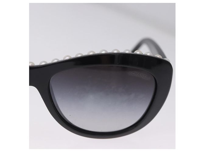 Occhiali da sole CHANEL Plastica Nero Bianco CC Auth 203372 - vista 5