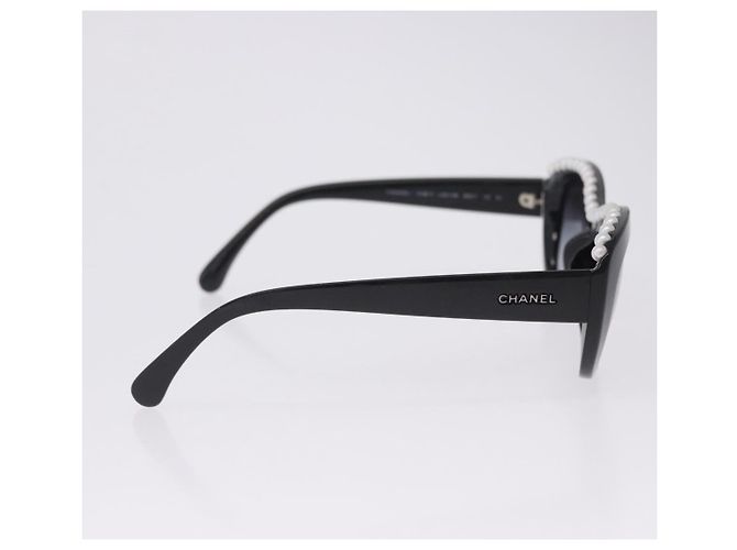 Occhiali da sole CHANEL Plastica Nero Bianco CC Auth 203372 - vista 6