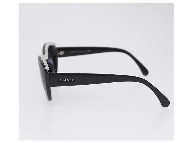 Occhiali da sole CHANEL Plastica Nero Bianco CC Auth 203372 - vista 8