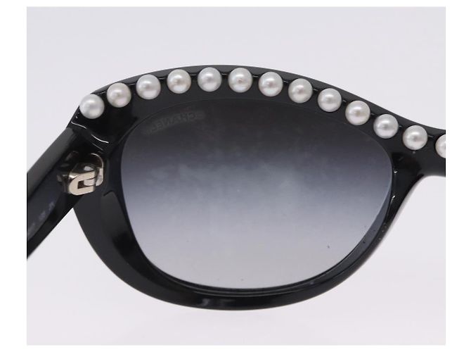 Occhiali da sole CHANEL Plastica Nero Bianco CC Auth 203372 - vista 9