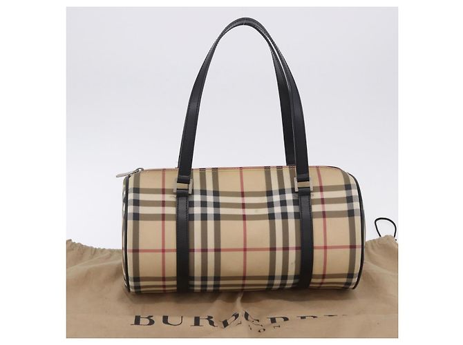 Borsa a mano BURBERRY Nova Check PVC Leather Beige Silver Auth 201315V Argento - vista 12