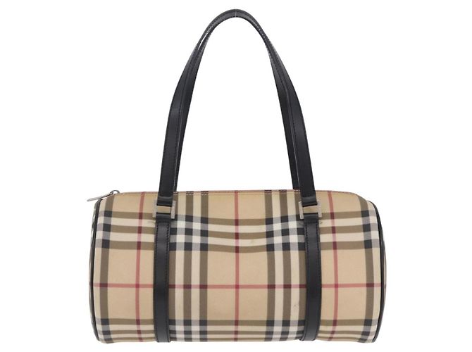 Borsa a mano BURBERRY Nova Check PVC Leather Beige Silver Auth 201315V Argento - vista 13