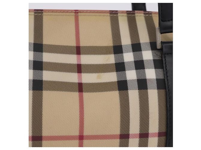 Borsa a mano BURBERRY Nova Check PVC Leather Beige Silver Auth 201315V Argento - vista 2