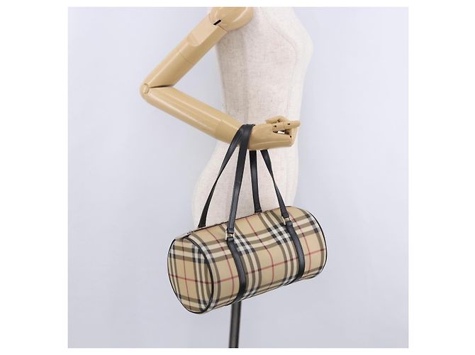 Borsa a mano BURBERRY Nova Check PVC Leather Beige Silver Auth 201315V Argento - vista 26