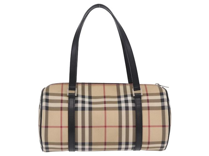 Borsa a mano BURBERRY Nova Check PVC Leather Beige Silver Auth 201315V Argento - vista 3