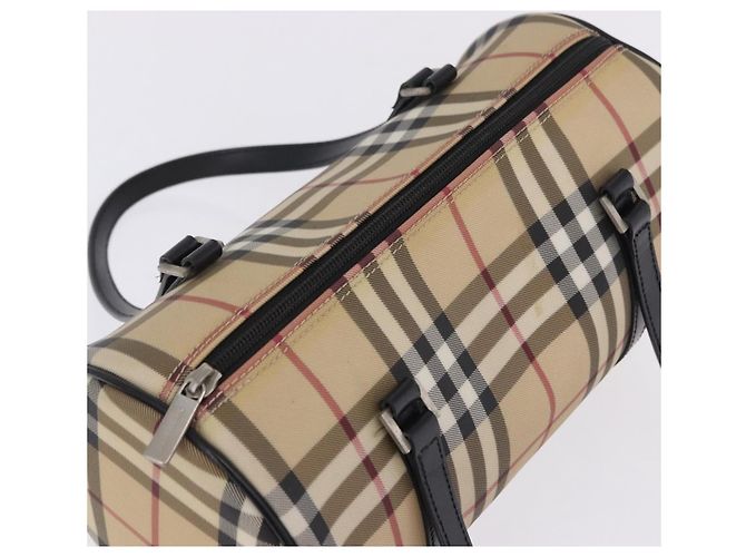 Borsa a mano BURBERRY Nova Check PVC Leather Beige Silver Auth 201315V Argento - vista 8