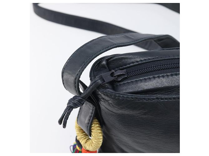 Borsa a tracolla LOEWE Flamenco in pelle nera autentica 202986A Nero - vista 10