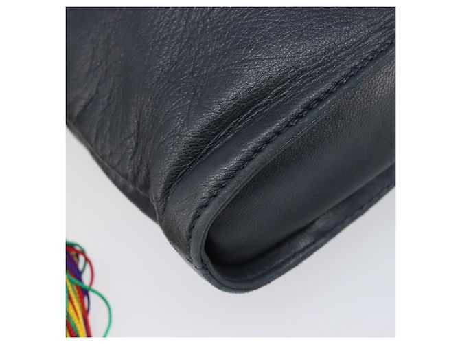 Borsa a tracolla LOEWE Flamenco in pelle nera autentica 202986A Nero - vista 14
