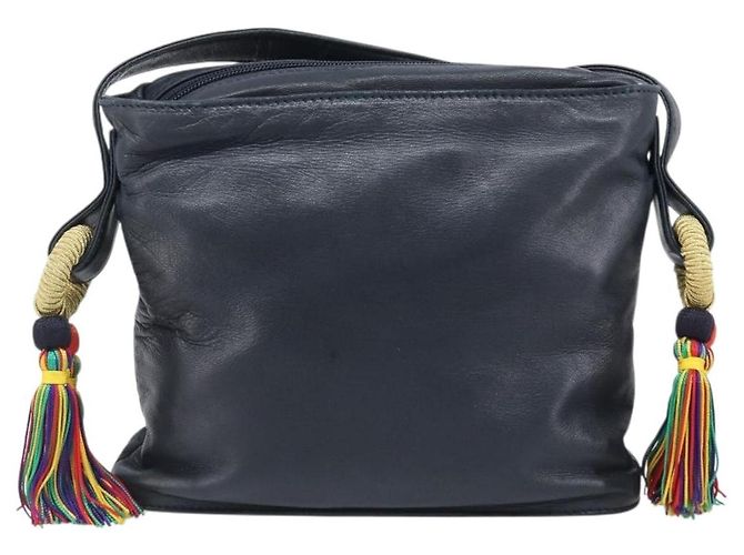 Borsa a tracolla LOEWE Flamenco in pelle nera autentica 202986A Nero - vista 2
